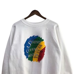 Vintage ‘God Grant Me Serenity’ White Graphic Sweater
